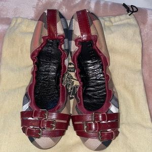Maroon Burberry Flats